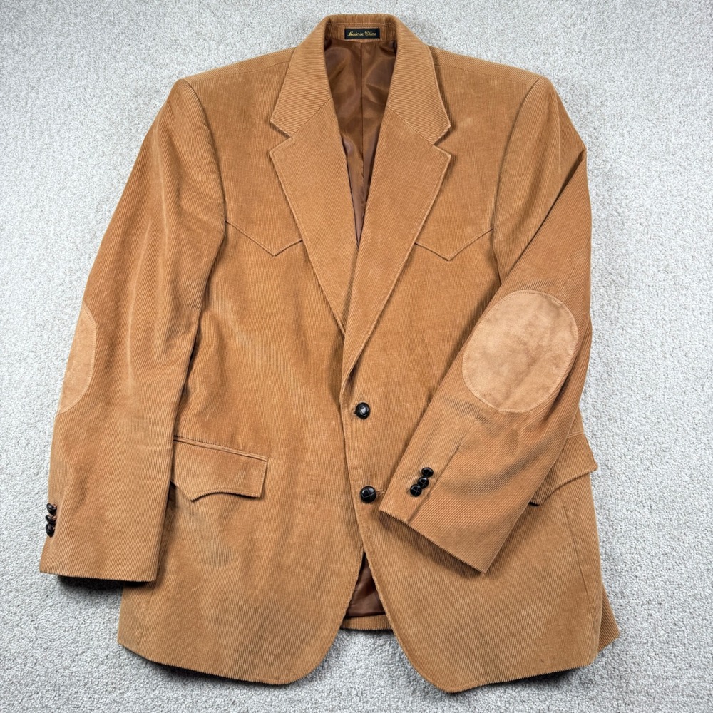 Circle S Sport Coat Mens 44R Tan Corduroy Western Blazer Elbow Patches